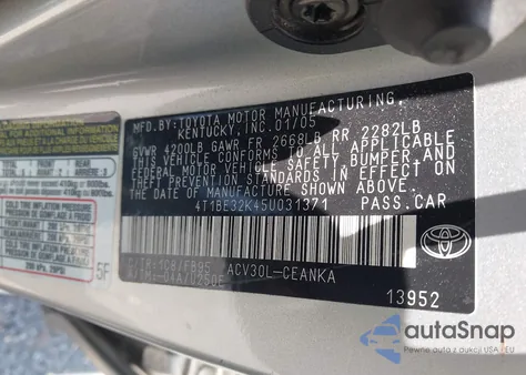 2005 Toyota Camry Le/Xle/Se from USA, damaged, VIN 4T1BE32K45U031371